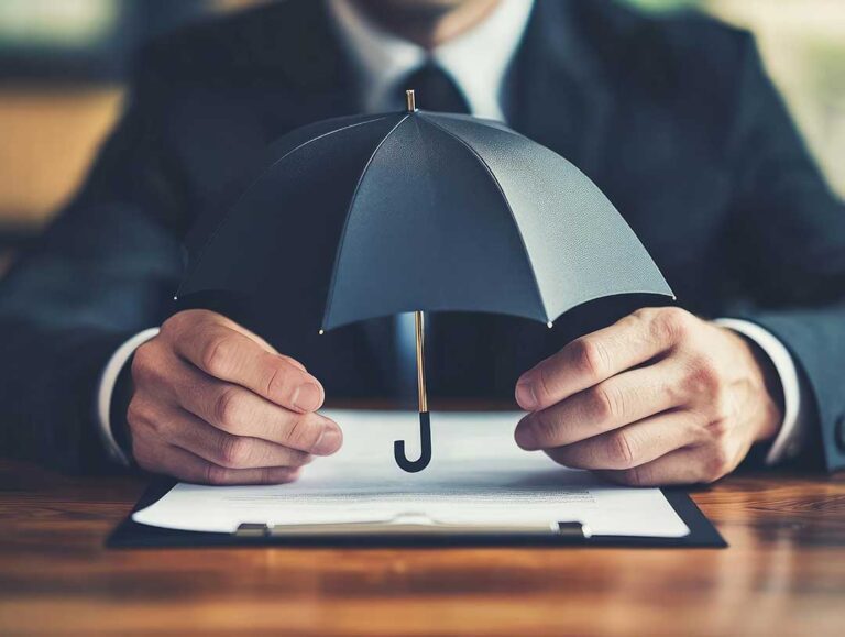 A family sitting at a kitchen table organizing insurance papers and checking documents together.